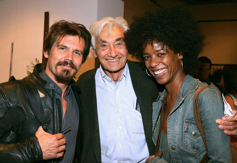 Josh Brolin, Howard Zinn and Leslie Silva at the after party of the Celebrity Reading of "Voices Of A People's History Of The United States" in California.