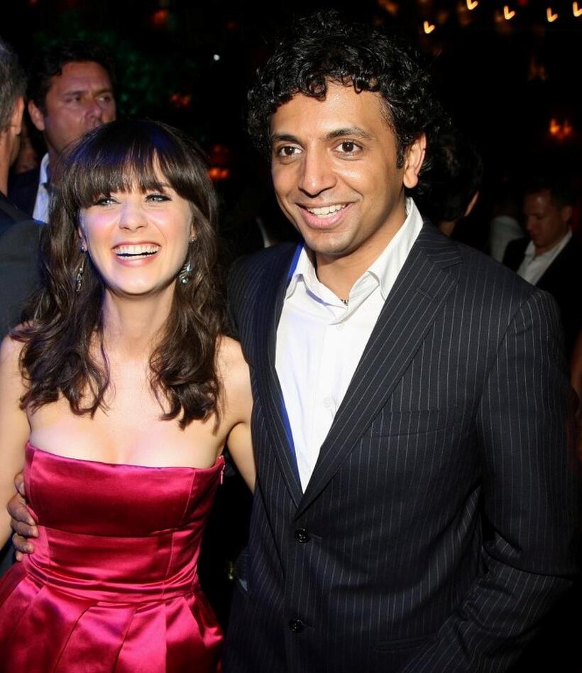 Zooey Deschanel and M. Night Shyamalan at the after party of the premiere of "The Happening."