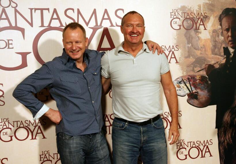 Stellan Skarsgard and Randy Quaid at the conference for the promotion of "Goyas Ghosts."