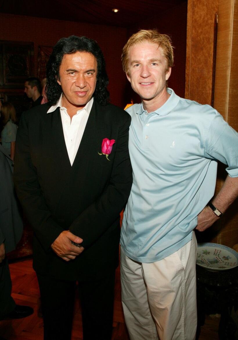 Gene Simmons and Matthew Modine at the party for Simmons and his new book "Sex Money Kiss."