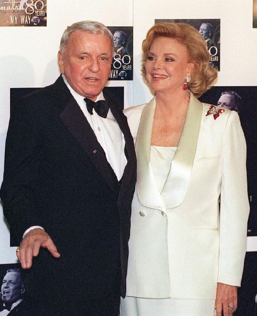 Frank Sinatra and his wife Barbara at the star studded event to honor his 80th birthday at the Shrine Auditorium.