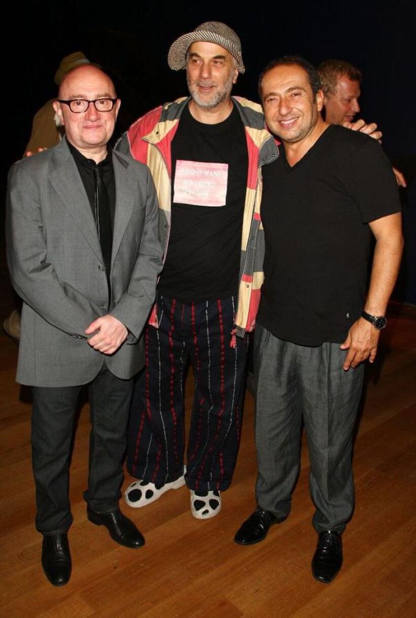 Michel Blanc, Ron Arad and Patrick Timsit at the opening of "Ron Arad: No Discipline."