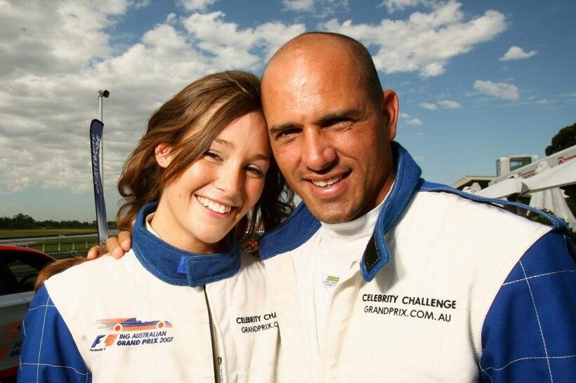 Erin McNaught and Kelly Slater at the Celebrity Challenge during the 2007 F1 ING Australian Grand Prix.