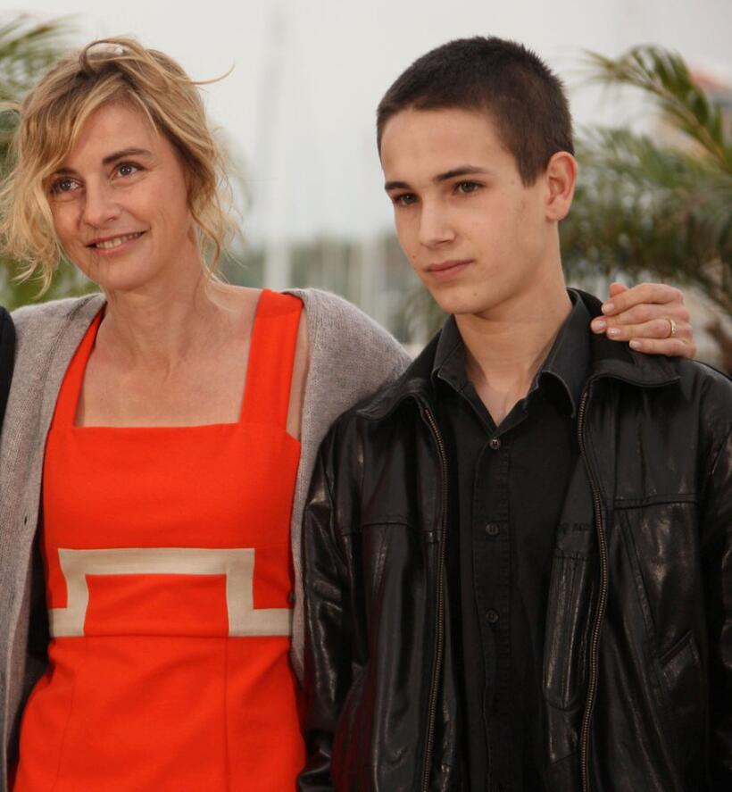 Anne Consigny and Emile Berling at the photocall of "Un Conte De Noel" during the 61st Cannes International Film Festival.