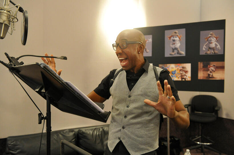 J.B. Smoove on the set of "The Smurfs 2."