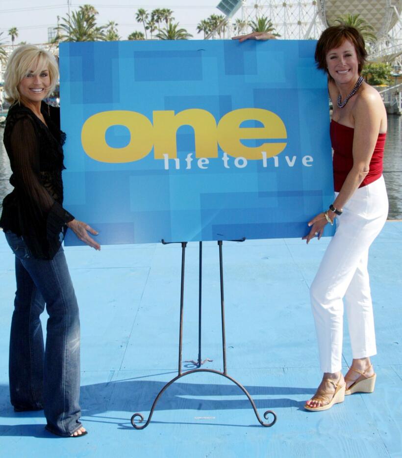 Catherine Hickman and Hillary Bailey Smith at the taping of Soap Talk television show.