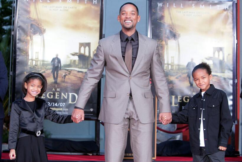 Willow Smith, Will Smith and Jaden Smith at the hand and footprint ceremony.