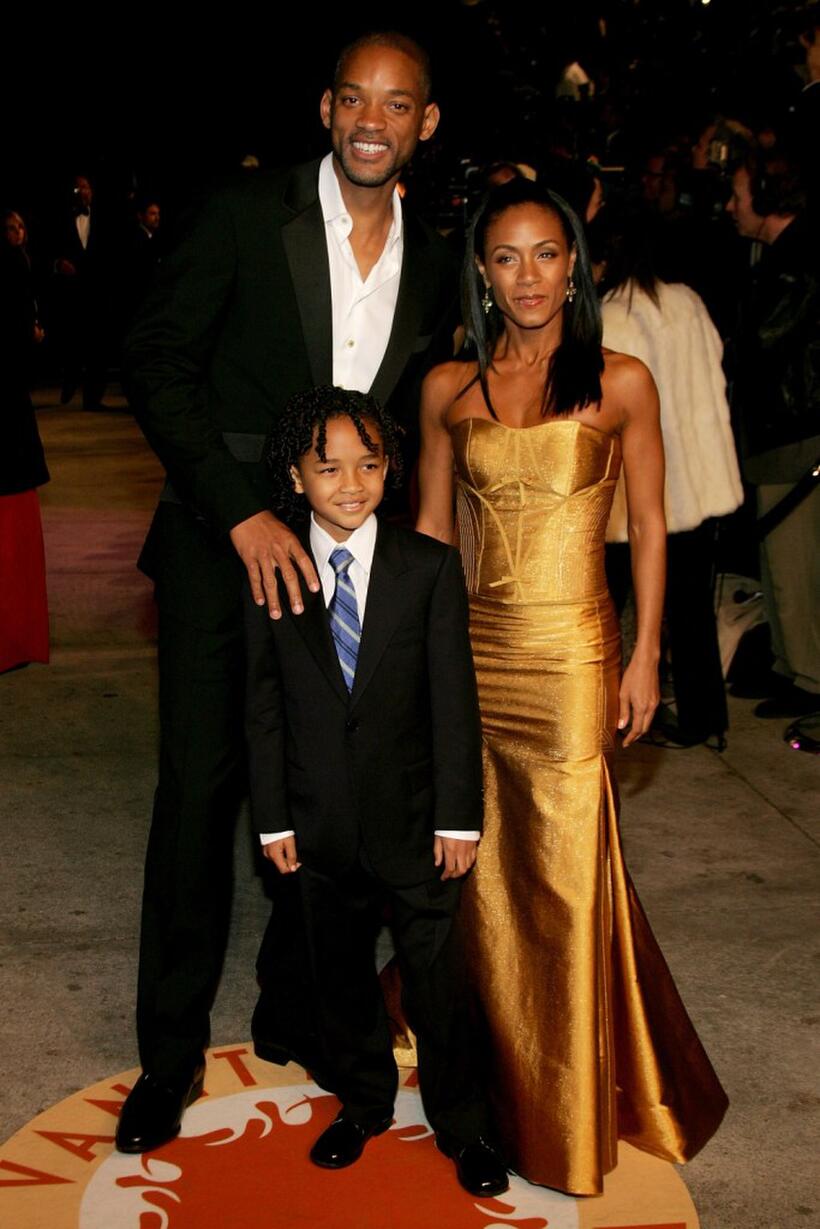 Will Smith, Jaden Smith and Jada Pinkett Smith at the 2007 Vanity Fair Oscar Party.