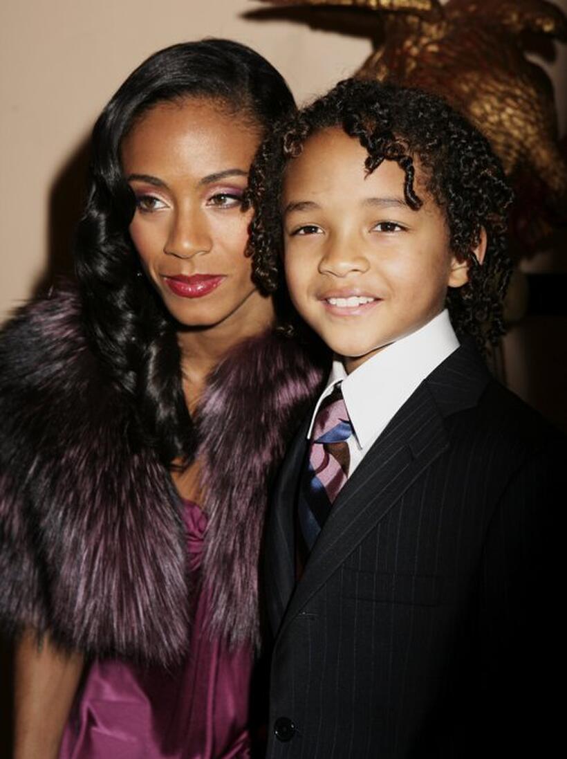 Jada Pinkett Smith and Jaden Smith at the UK premiere of "The Pursuit of Happyness."