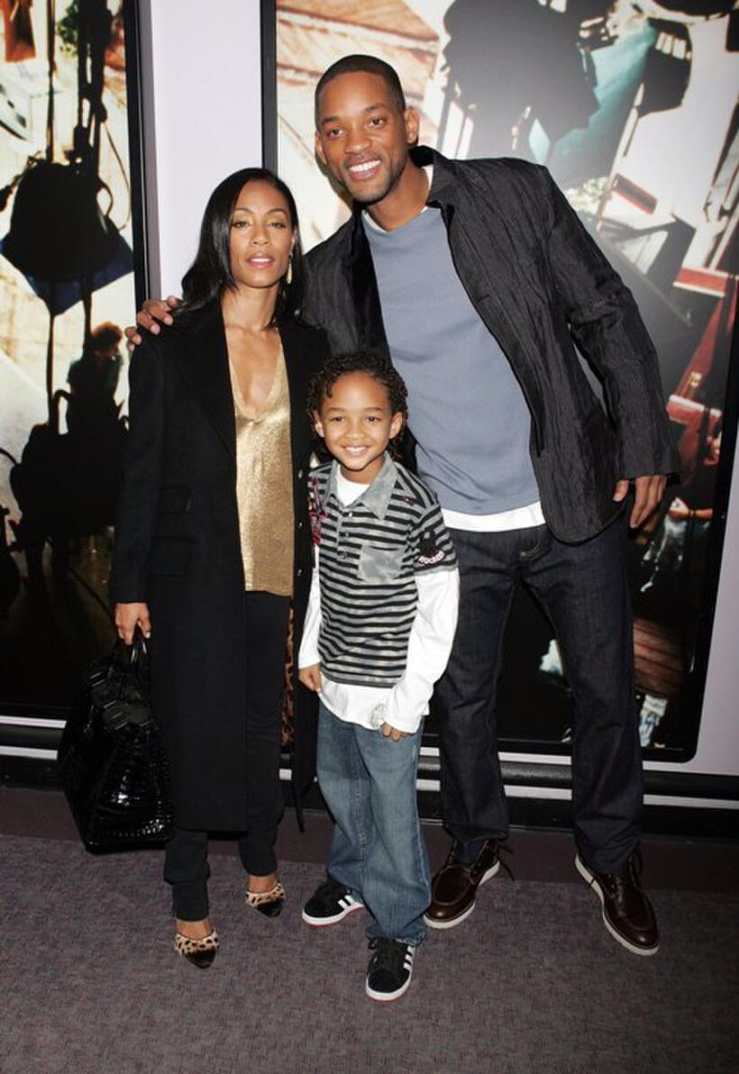 Jada Pinkett Smith, Jaden Smith and Will Smith at the BET studio following a taping of "106 and Park."