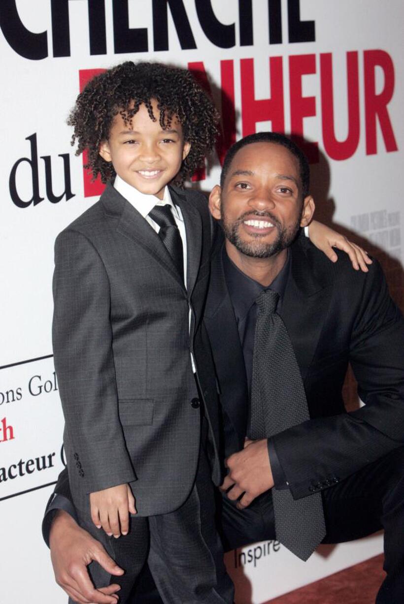 Jaden Smith and Will Smith at the premiere of "The Pursuit of Happyness."