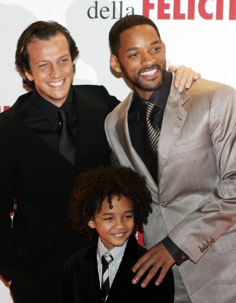 Gabriele Muccino, Jaden Smith and Will Smith at the Italian premiere of "The Pursuit of Happyness."