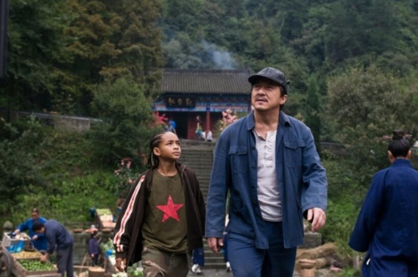 Jaden Smith as Dre Parker and Jackie Chan as Mr. Han in "The Karate Kid."