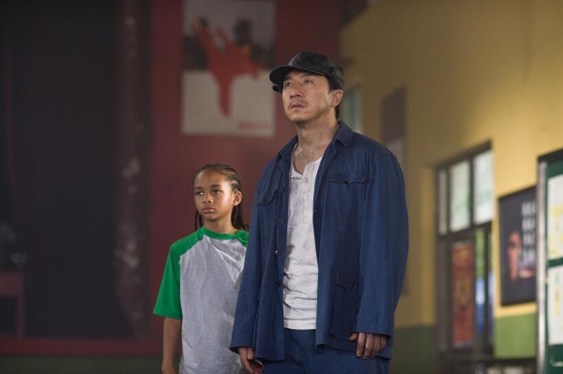Jaden Smith as Dre Parker and Jackie Chan as Mr. Han in "The Karate Kid (2010)."