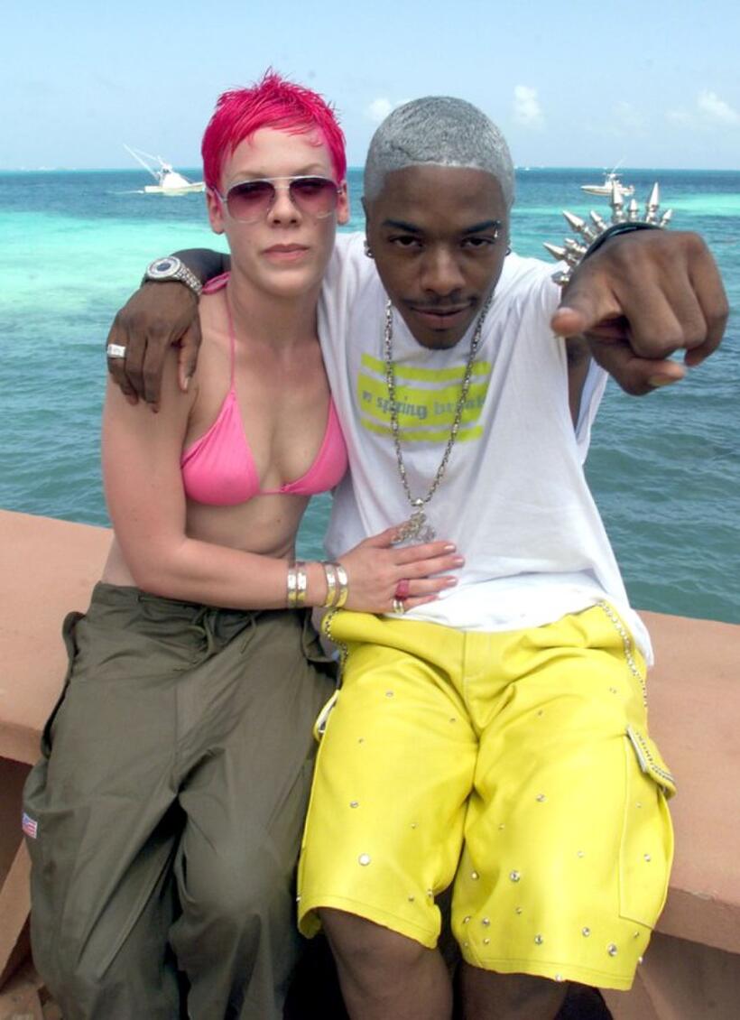 Singer Pink and Sisqo at the photo shoot of MTV's Spring Break 2000.
