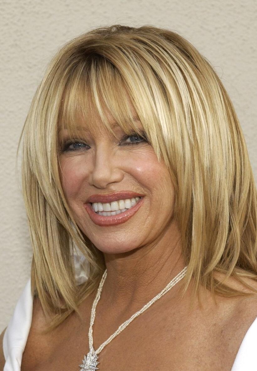 Suzanne Somers at the ceremony honoring her with a star on the Hollywood Walk of Fame.