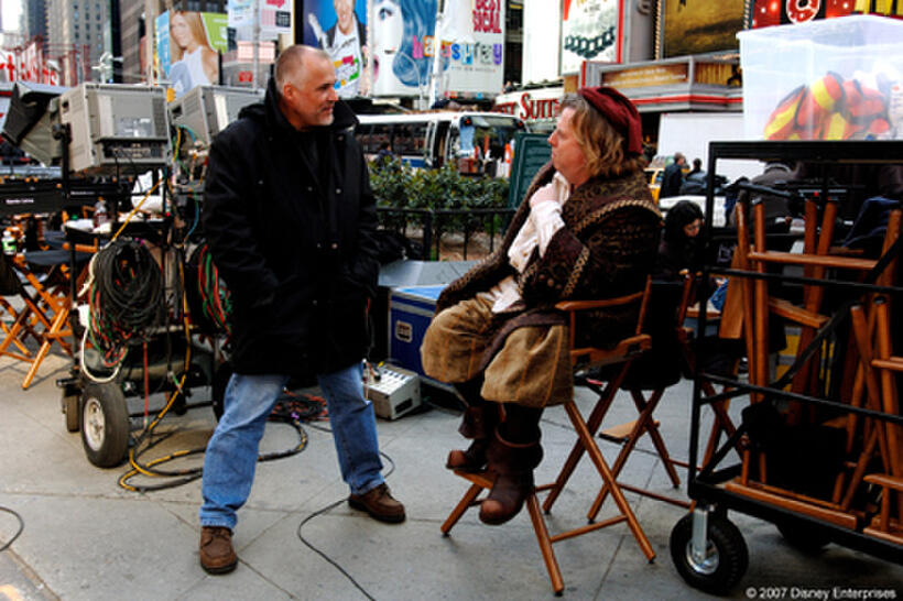 Timothy Spall on the set of "Enchanted."