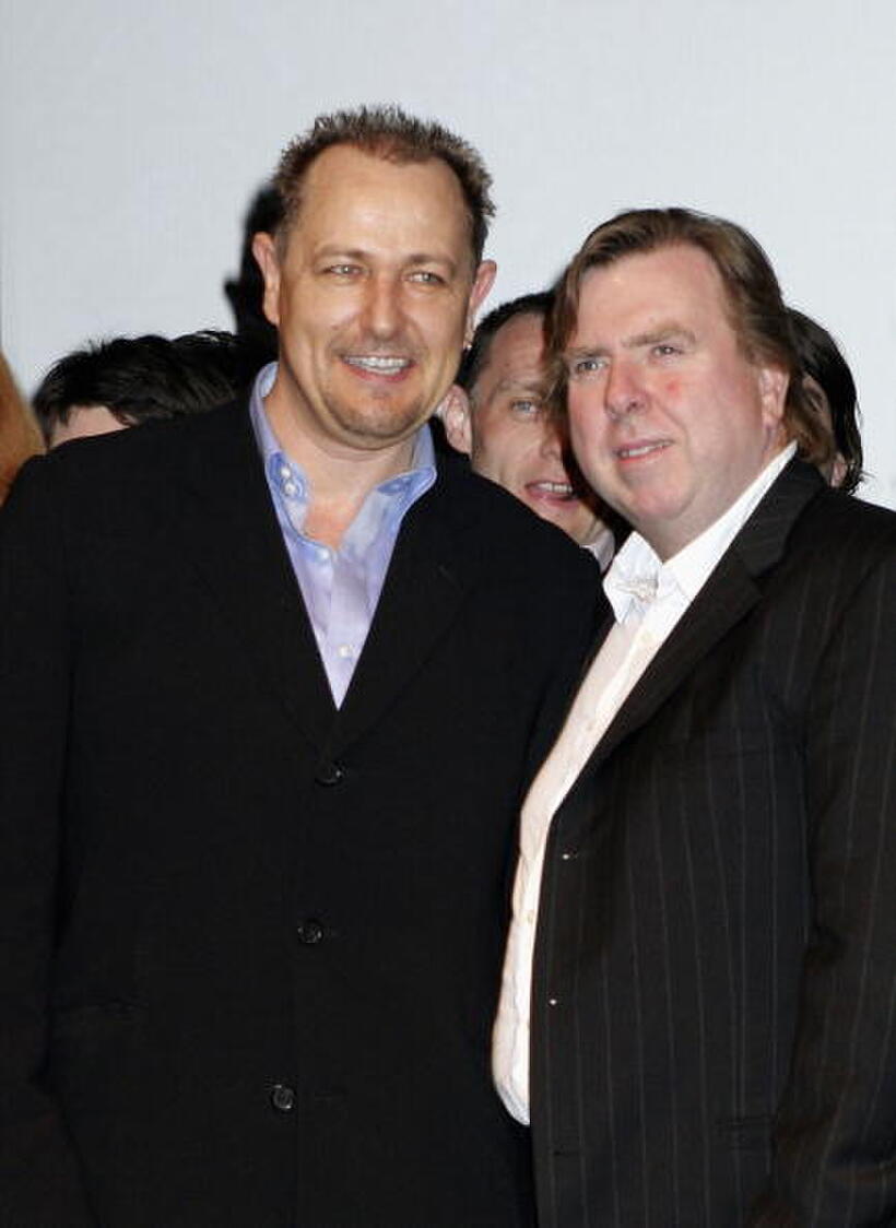 Bruce Payne and Timothy Spall at the launch for the National Youth Theatre's 50th anniversary events.