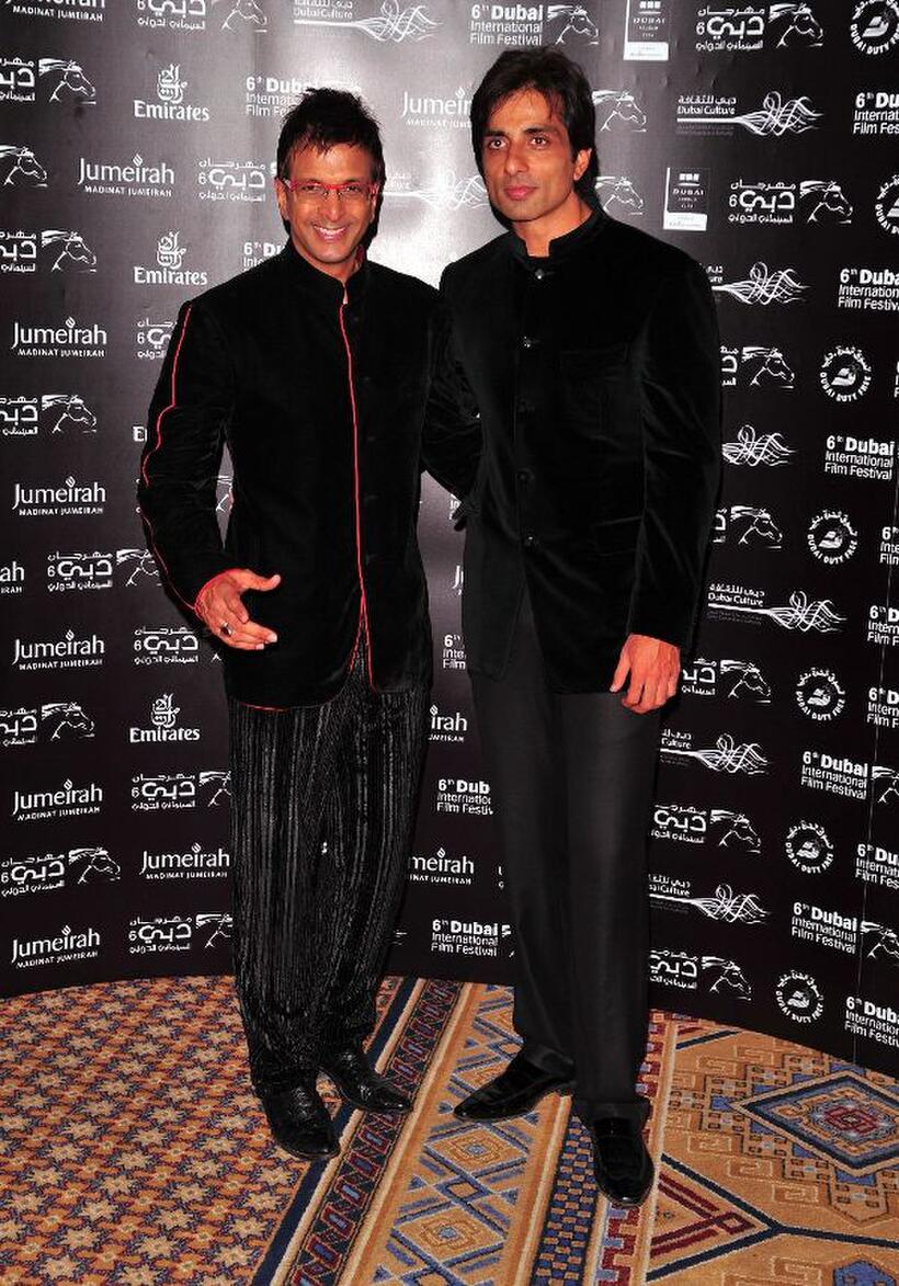 Javed Jaffrey and Sonu Sood at the premiere of "City of Life" during the 6th Annual Dubai International Film Festival.