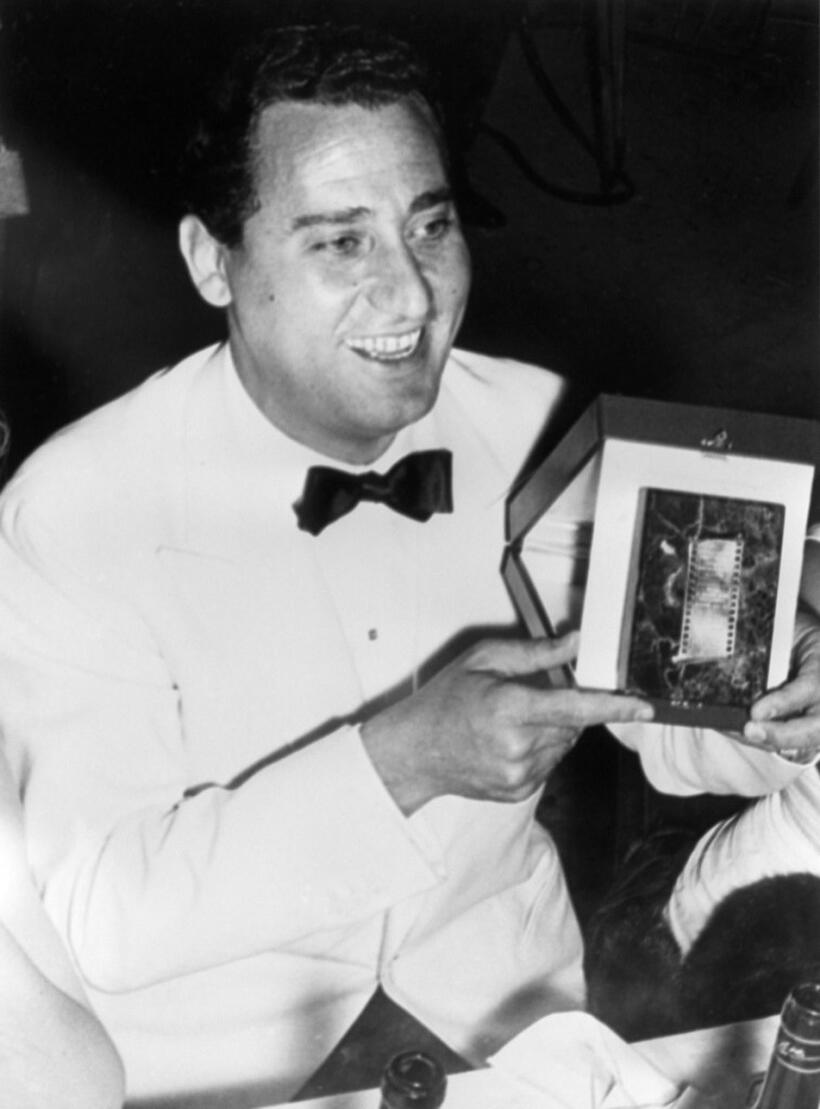 Undated picture of famous Italian actor Alberto Sordi after he was awarded a prize.
