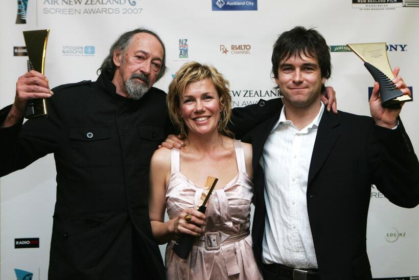 Frank Whitten, Robyn Malcolm and Anthony Starr at the Air New Zealand Screen Awards.