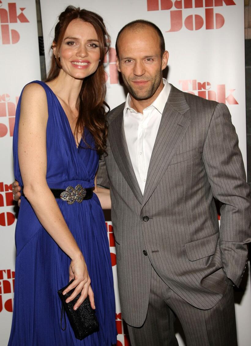 Saffron Burrows and Jason Statham at the New York premiere of "The Bank Job."