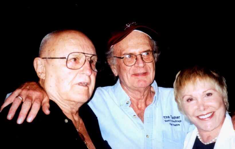 Rod Steiger, Charles Nelson Reilly and Joan Benedict at the North Hollywood outside a theater.
