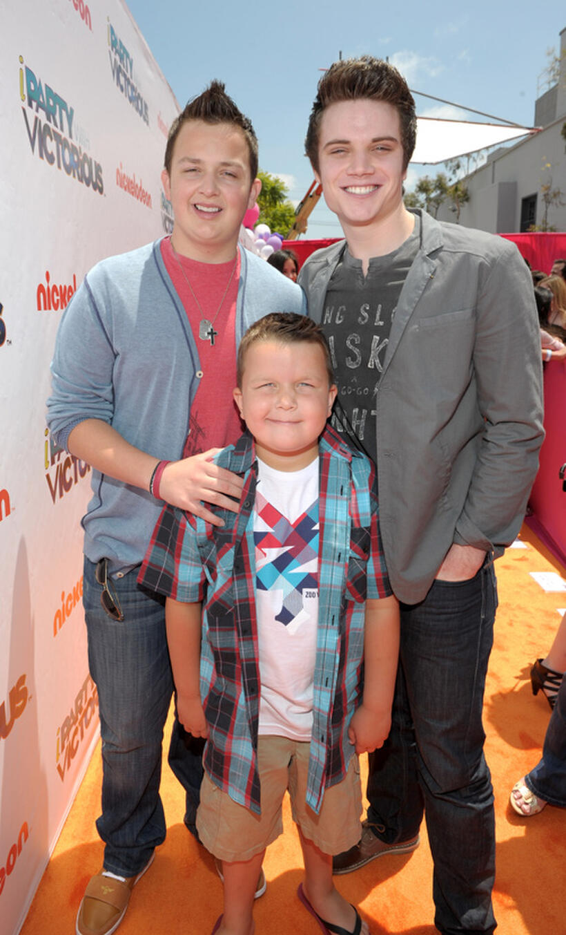 Noah Munck, Ethan Munck and Cameron Deane Stewart at the Los Angeles premiere of "iParty with Victorious."