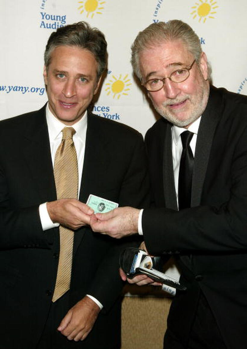 Jon Stewart and Comedy Central President Larry Divney at the 2004 Children's Arts Medal Benefit Gala.