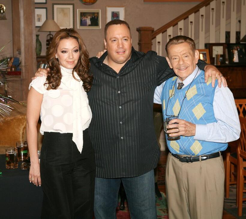 Leah Remini, Kevin James and Jerry Stiller at the 200th Episode party of "King of Queens."