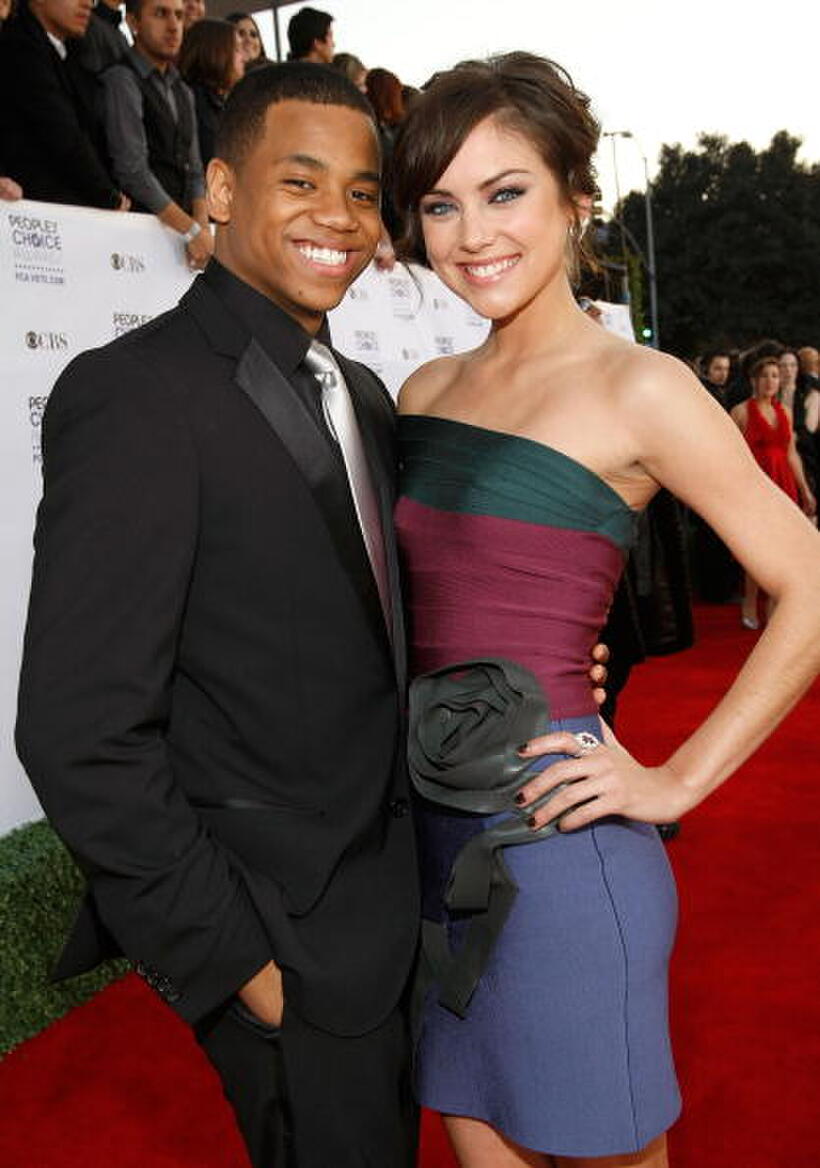 Tristan Wilds and Jessica Stroup at the 35th Annual People's Choice Awards.