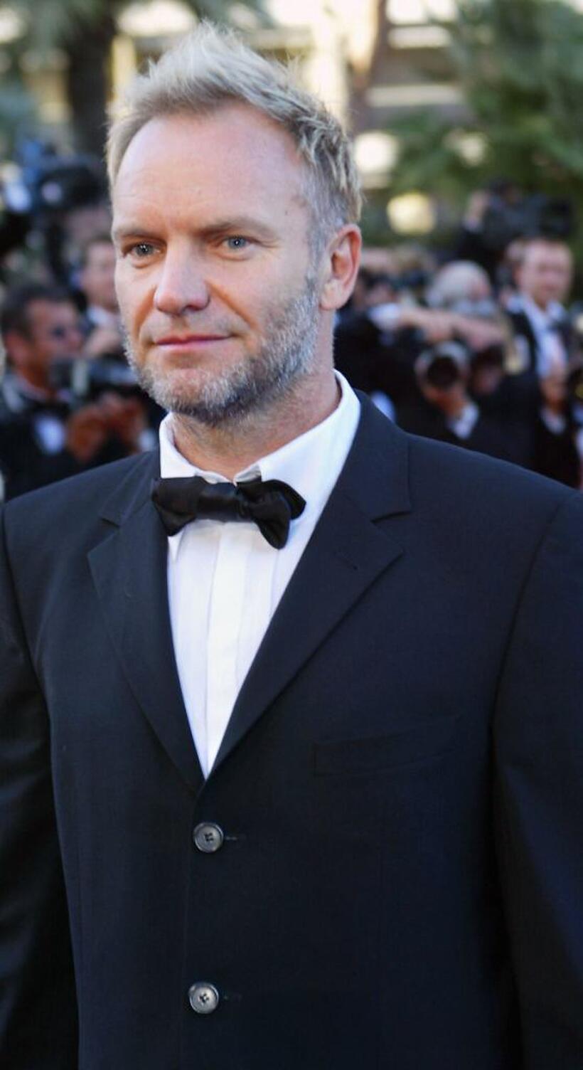 Sting at the screening of "Mystic river" at palais des festivals during the 56th Cannes film festival.