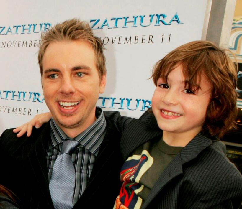 Dax Shepard and Jonah Bobo at the premiere of "Zathura: A Space Adventure."