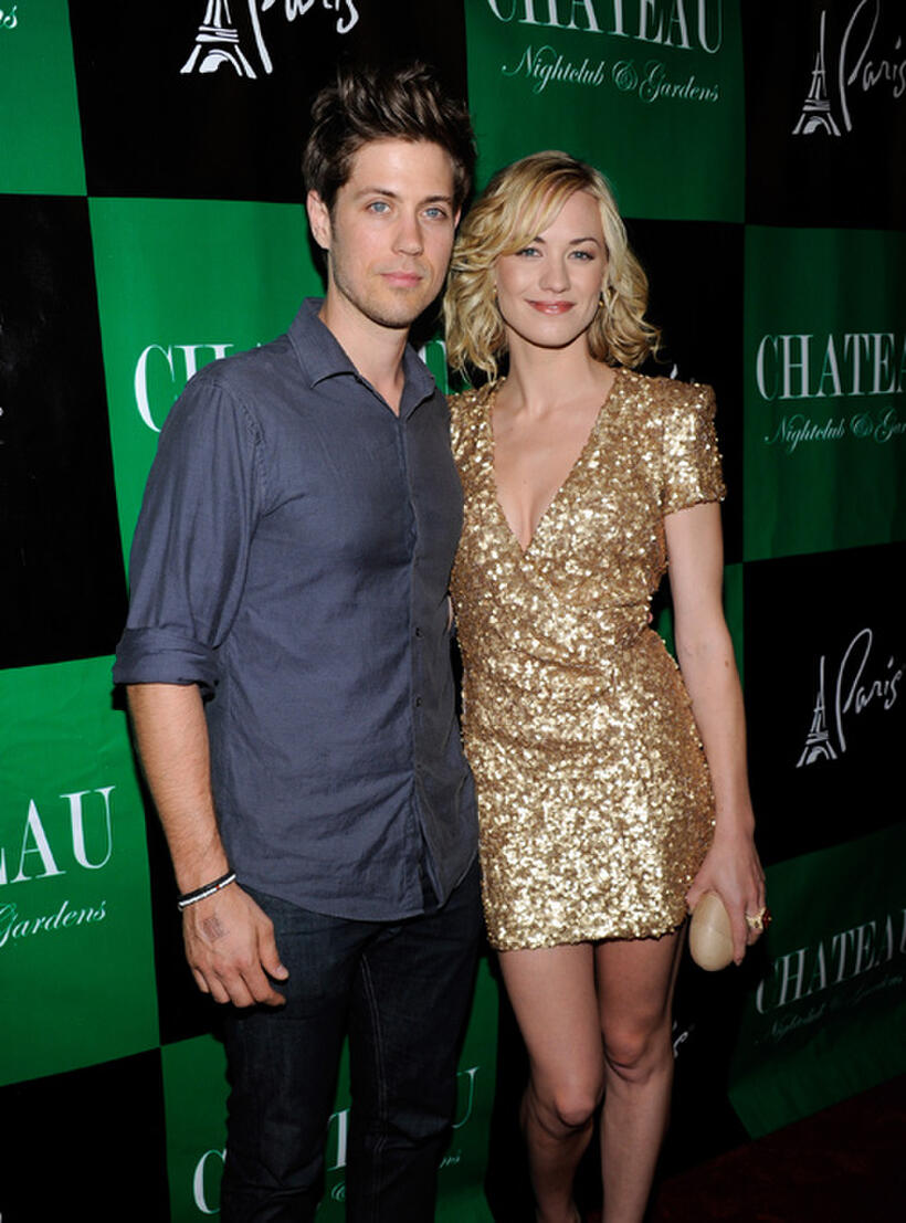 Timothy Loden and Yvonne Strahovski at the Chateau Nightclub & Gardens to celebrate Strahovski's in Las Vegas.