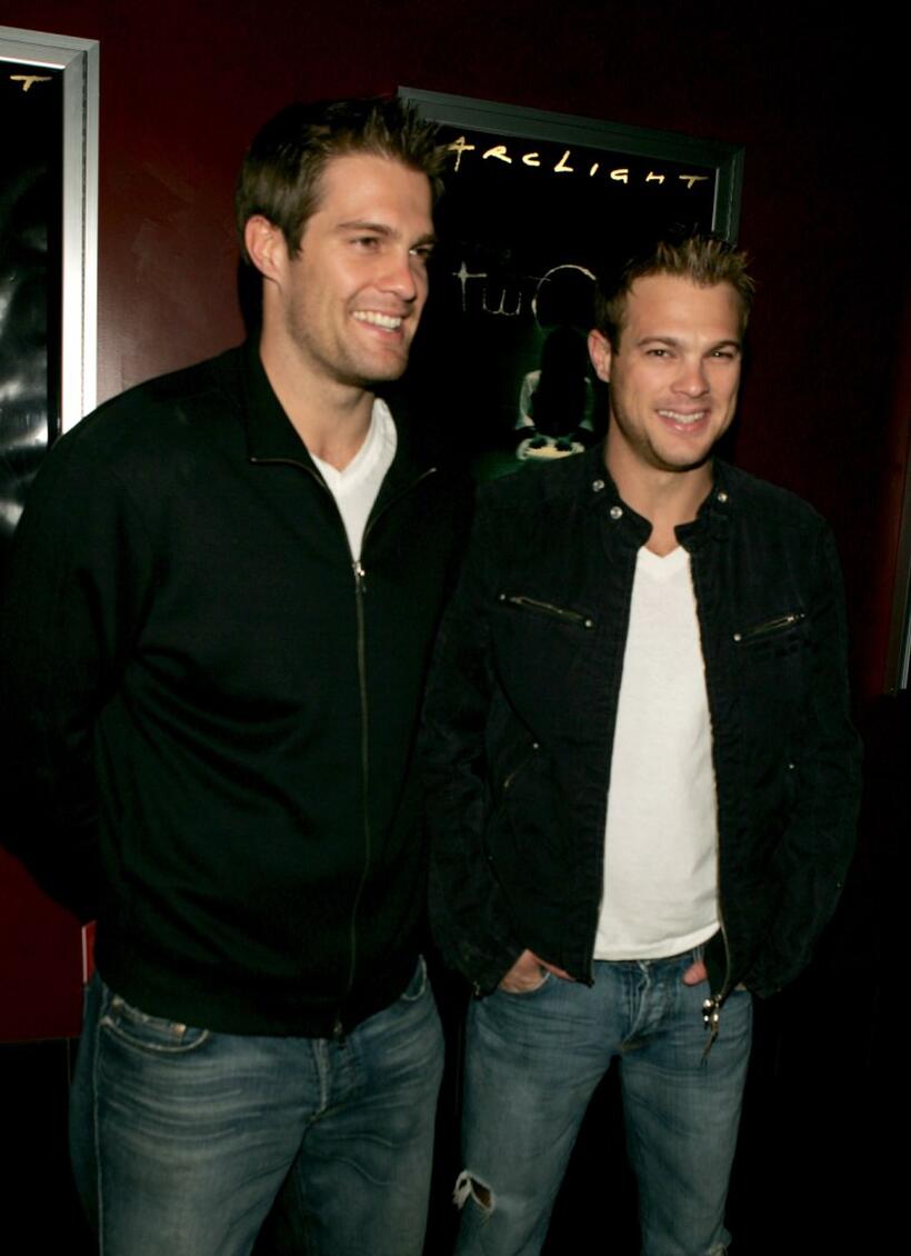 Geoff Stults and George Stults at the premiere of "The Ring Two."