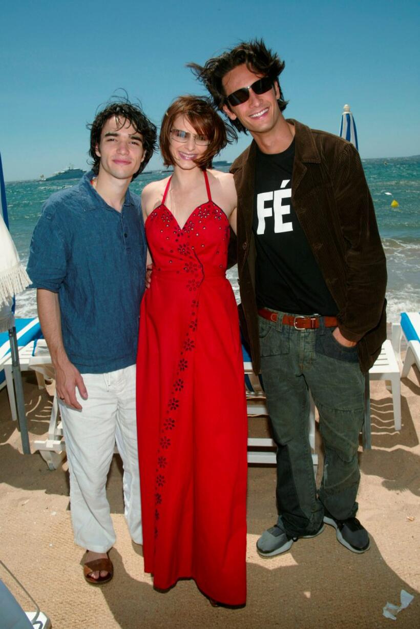 Caio Blat, Maria Luisa Mendonca and Rodrigo Santoro at the press luncheon "Carandiru" during the 56th International Cannes Film Festival.