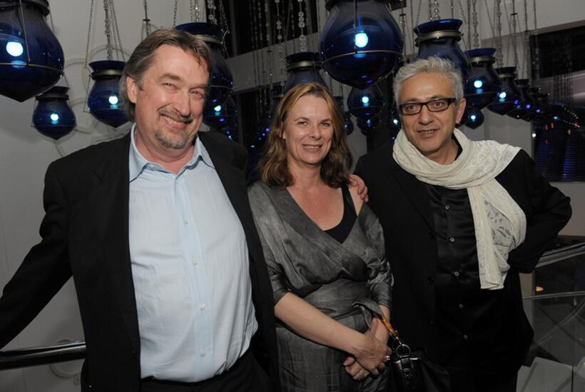 Geoff Gilmore, producer Julie LeBrocquy and Elia Suleiman at the 2009 Doha Tribeca Film Festival.