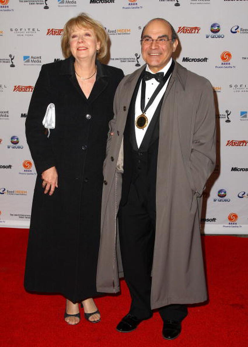 David Suchet and Guest at the 36th Annual International Emmy Awards.