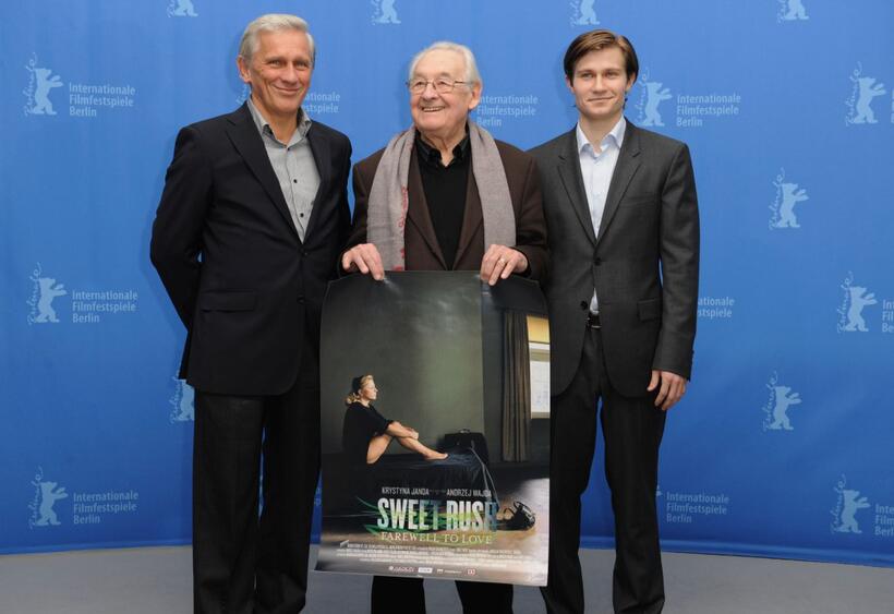 Jan Englert, Director Andrzej Wajda and Pawel Szajda at the photocall of "Sweet Rush" during the 59th Berlin Film Festival.