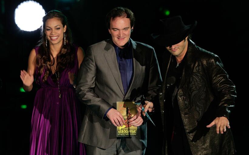 Quentin Tarantino, Robert Rodriguez and Rosario Dawson at the Spike TV's "Scream 2007".