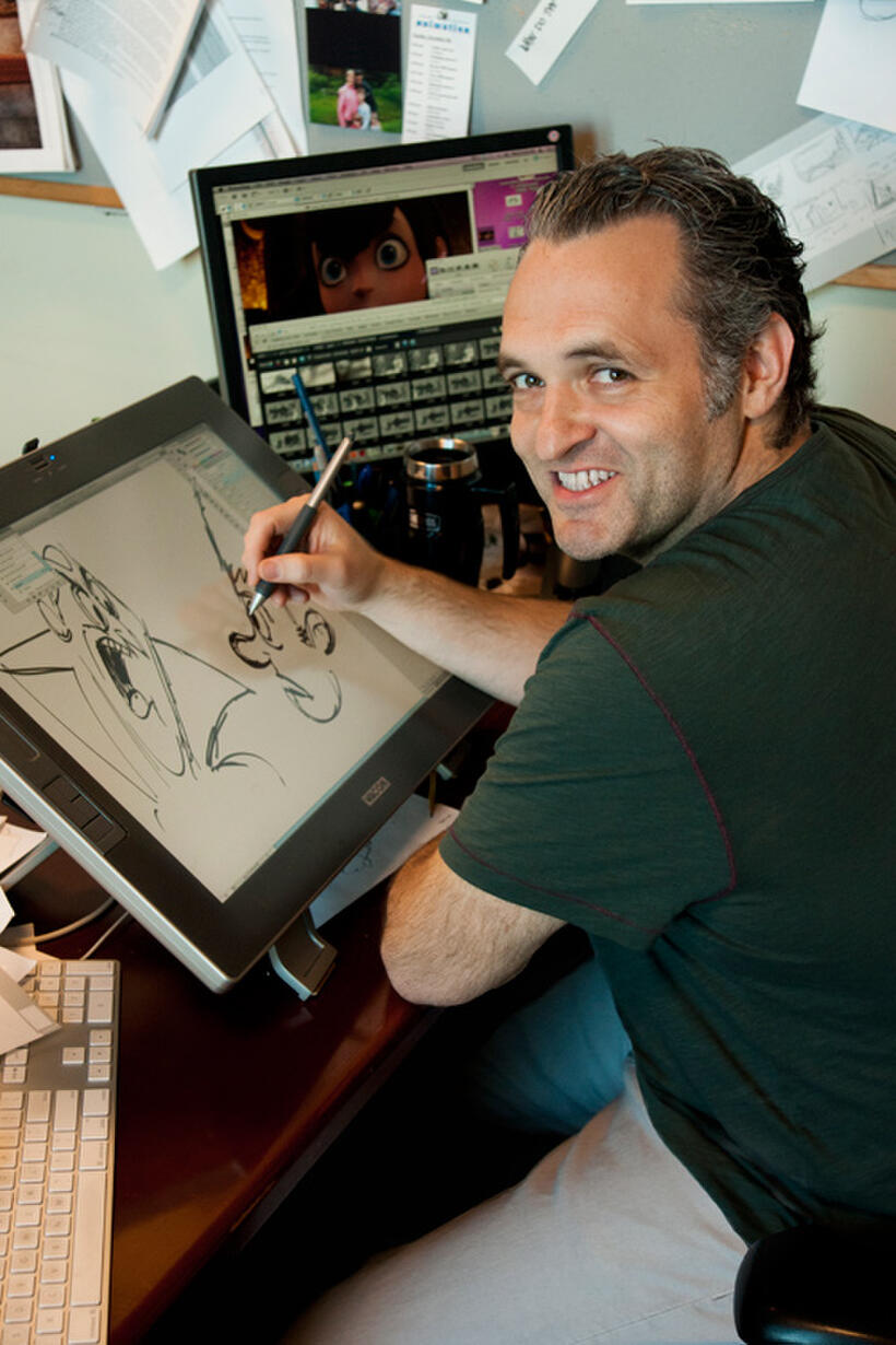 Director Genndy Tartakovsky on the set of "Hotel Transylvania."