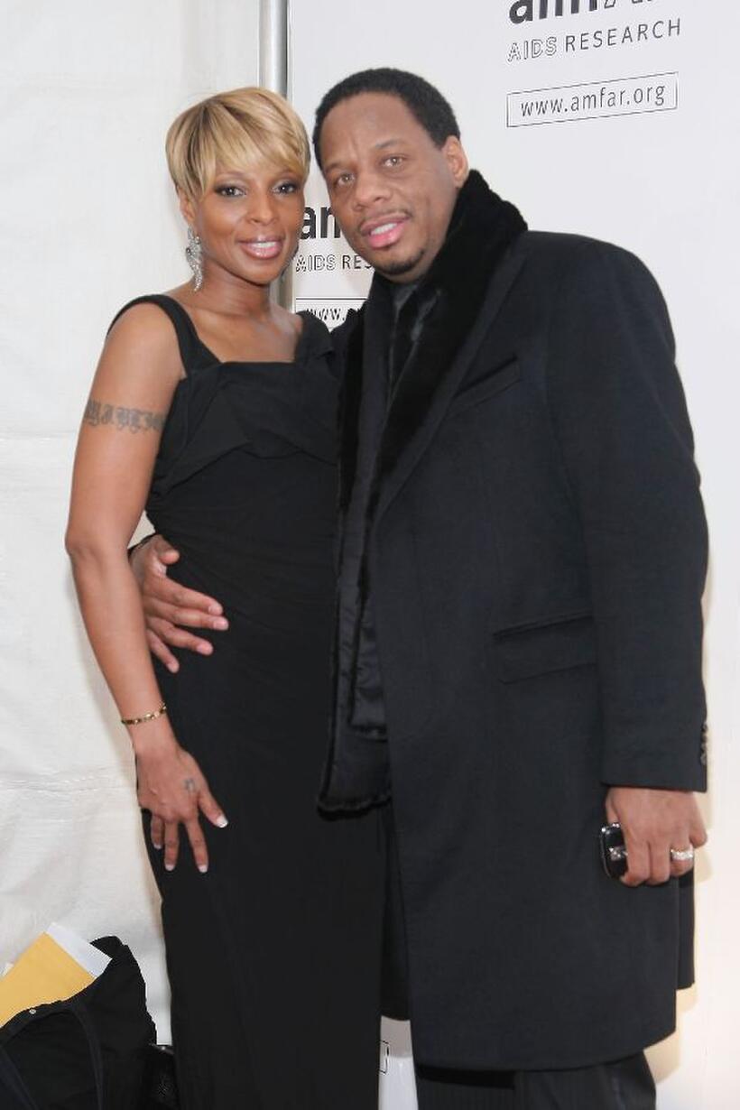 Mary J. Blige and Kendu Isaacs at the amfAR New York gala.