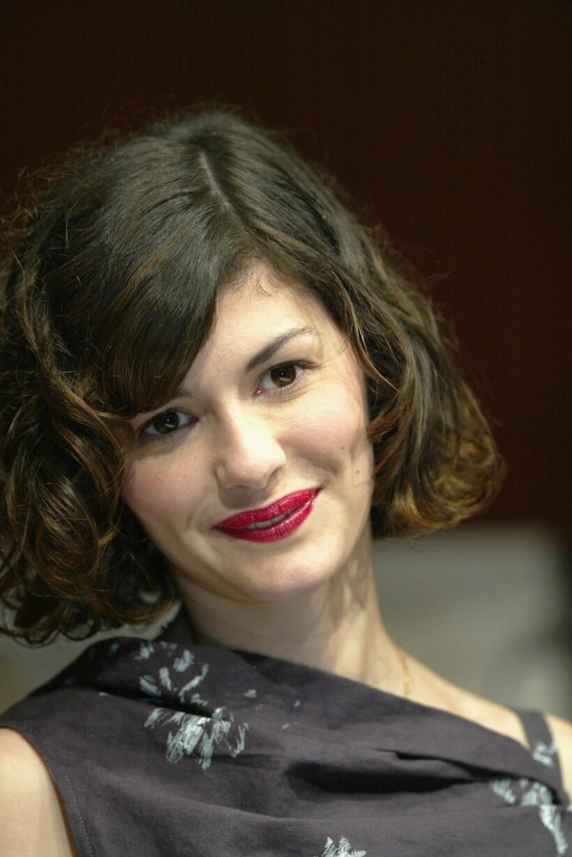 Audrey Tautou at the press conference for "Dirty Pretty Things".