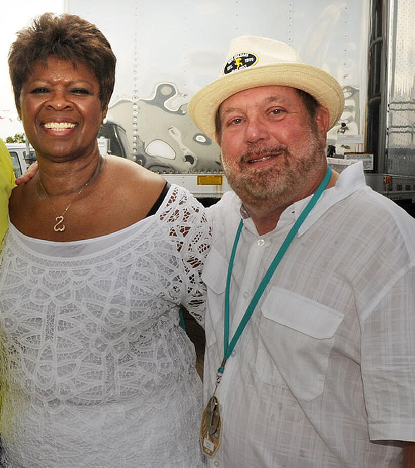 Irma Thomas and Grammy Director Ken Ehrlich at the Day 2 of 2011 New Orleans Jazz & Heritage Festival in New Orleans.