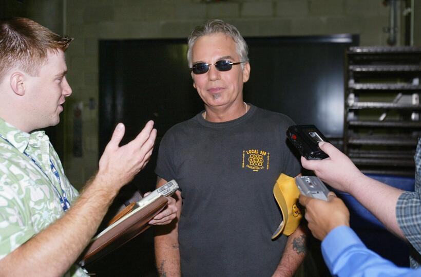 Billy Bob Thornton at the start of the 2005 Major League Baseball Legends and Celebrity game at Comerica Park.