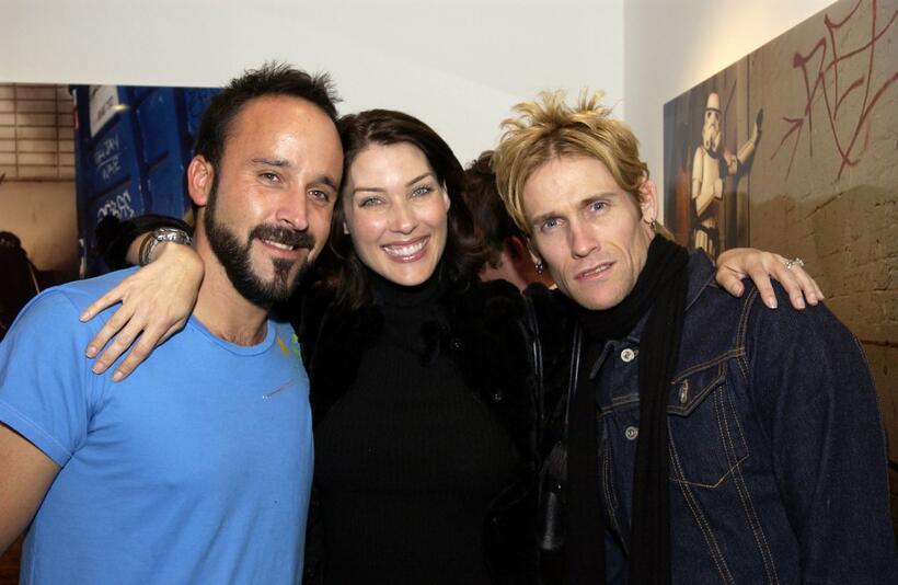 Michael Muller, Mitzi Martin and Josh Todd at the "Superfamous" Photographs by Michael Muller party.