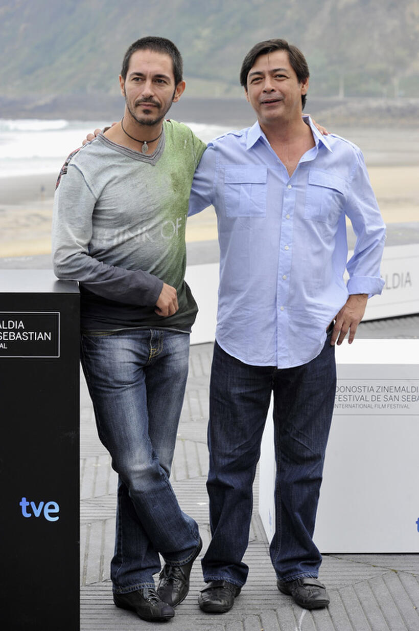 Jemi Paretas and Joel Torre at the photocall of "Amigo" during the 58th San Sebastian International Film Festival.