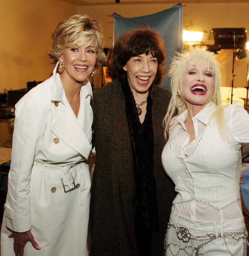 Lily Tomlin, Jane Fonda and Dolly Parton at the "9 to 5" 25th Anniversary DVD Launch and Cast Reunion party.