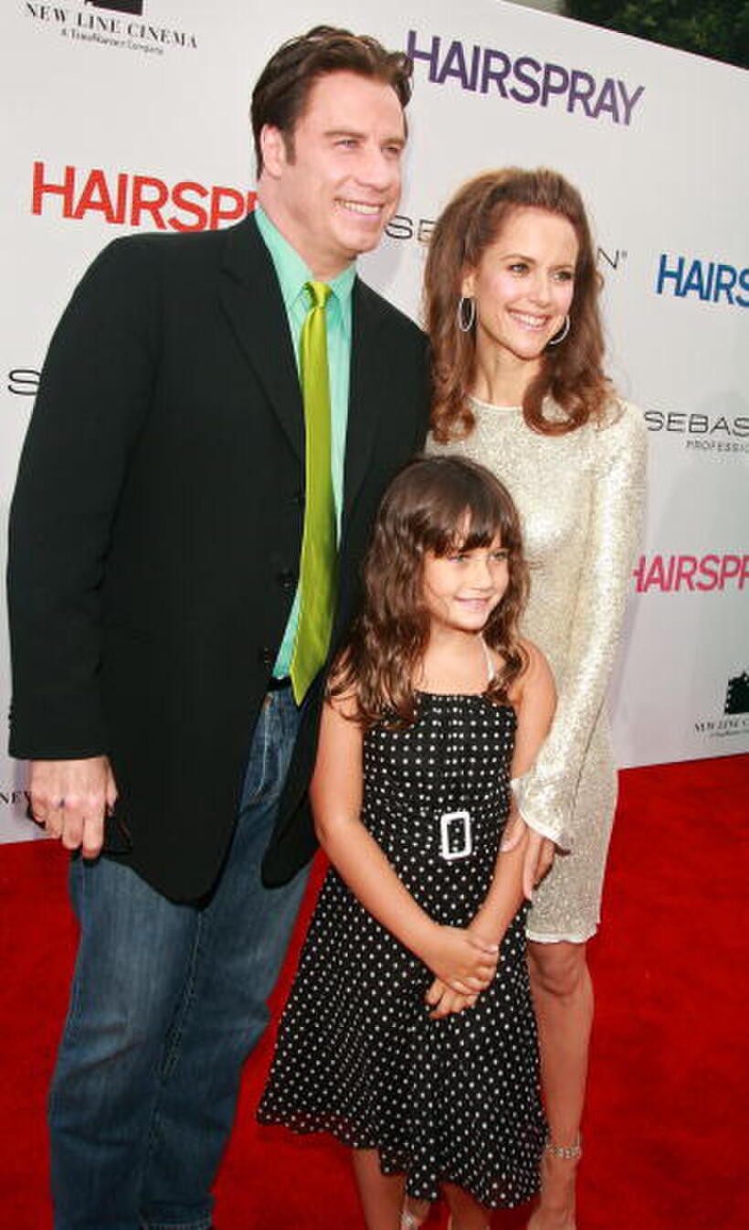 John Travolta, Ella Travolta and Kelly Preston at the Los Angeles premiere of "Hairspray."
