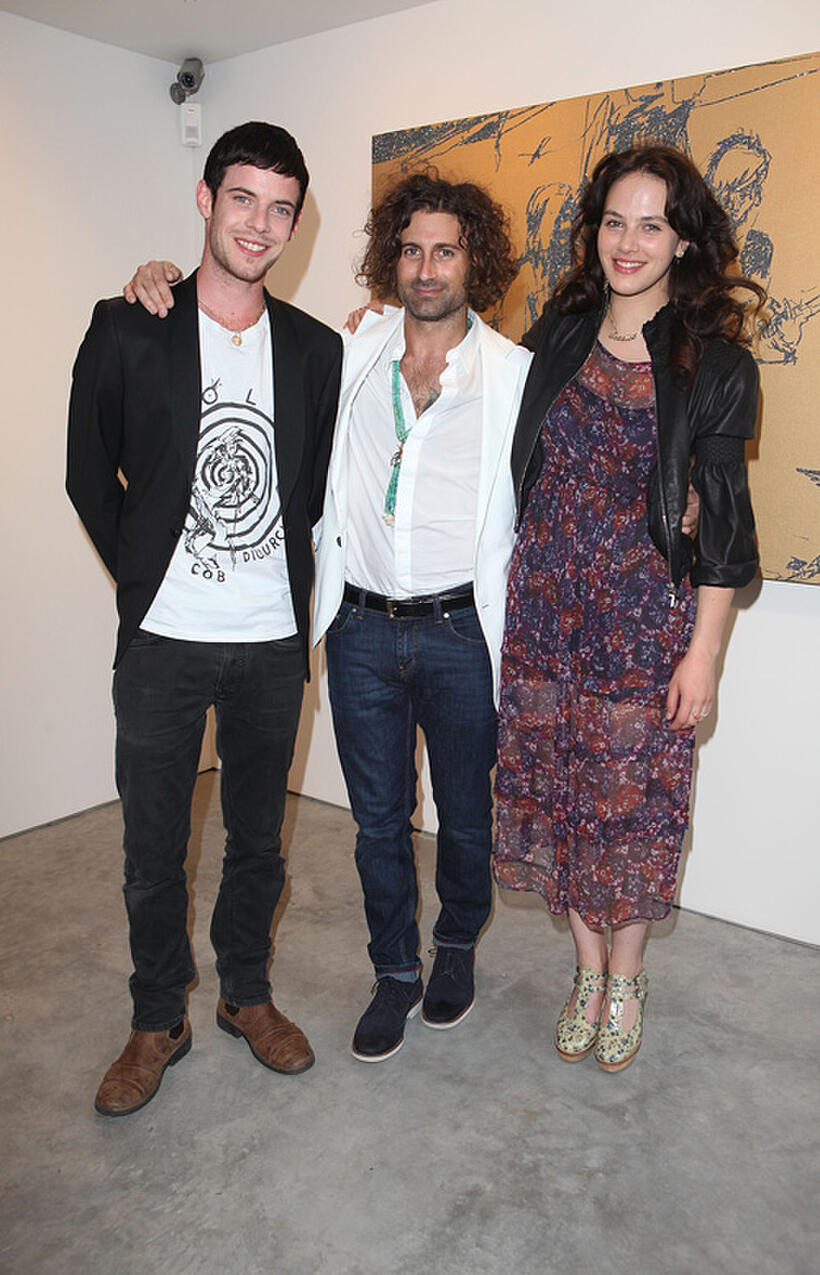 Harry Treadaway, artist Todd DiCiurcio and Jessica Brown Findlay at the Todd DiCiurcio "Gold" exhibition in United Kingdom.